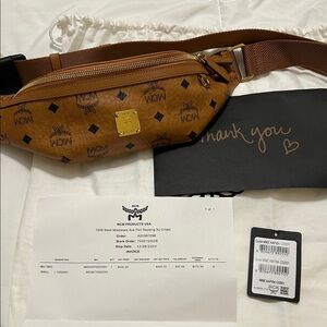 MCM Cognac Visetos Belt Bag